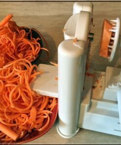 Paderno World Cuisine 3-Blade Vegetable Slicer / Spiralizer, Counter-Mounted and includes 3 Stainless Steel Blades White 73 51BV60Jhe9L