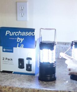 Etekcity Lantern Camping Essentials Lights, Led Lantern for Power Outages, Tent Lights for Emergency, Hurricane, Battery Powered Flashlight, Survival Kits, Operated Lamp, 2 Pack, Black 56 51BZfyOMDOL