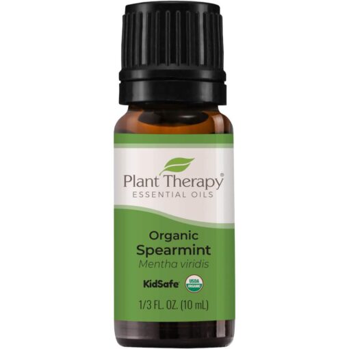 Plant Therapy USDA Certified Organic Spearmint Essential Oil 10 mL (1/3 oz) 100% Pure, Undiluted, Therapeutic Grade 0.34 Fl Oz (Pack of 1)