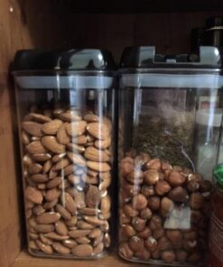 Shazo Airtight Food Storage Container (Set of 6) - BONUS Measuring Cup - Labels & Marker - Durable Plastic - BPA Free - Clear with Improved Lids (Black) - Air Tight Snacks Pantry & Kitchen Canisters Black 41 51CIzEn4ykL