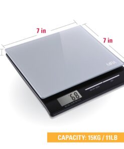 MIRA Digital Easy to Use Kitchen Food Scale | Portable Lightweight Slim Food Scale Measures Grams, Pounds & Ounces Glass Platform Multifunction Scale | Tare Function | 11 lb Capacity 17 51CPct5a1OL