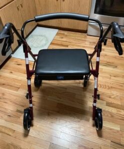 Medline Heavy Duty Rollator Walker with Seat, Bariatric Rolling Walker Supports up to 500 lbs, Large 8-inch Wheels, Burgundy 35 51CVfqyifdL