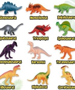 PREXTEX Dinosaur Figures for Kids 3-5+ (12 Plastic Dinosaurs Figurines with Educational Dinosaur Book) Dinosaur Toys Set for Toddlers Learning & Development (Boys & Girls) Dino Book with Dino Figures 44 51CYWv1bGCL 1