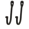 CTW 720002 Early American Single Prong Wrought Iron Hooks, Set of 2 – Rustic Curved Metal Fasteners – Decorative Colonial Wall Décor 1