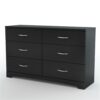South Shore Step One 6-Drawer Double Dresser,Pure Black with Matte Nickel Handles Pure Black 29 51CgTFpnsJL