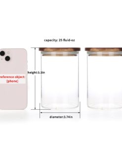 KKC HOME ACCENTS Airtight Glass Loose Tea Storage Holder Container,Tea Canisters For Loose Tea,Ground Coffee,Glass Storage Jar Containers with Airtight Wood Lids,Sealed Jars,25 Fluid-oz 25 Floz x 2 16 51ClB5csWTL
