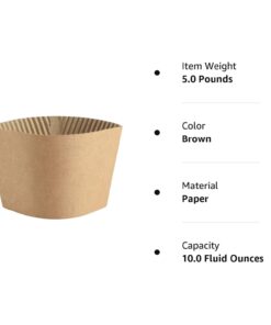 SPRINGPACK Coffee Sleeves - 500 count Disposable Corrugated Hot Cup Sleeves Jackets Holder - Kraft Paper Sleeves Protective Heat Insulation Drinks Insulated Fits 12,16,20,22,24 oz Coffee Cups Brown 17 51Coi8Wy1WL