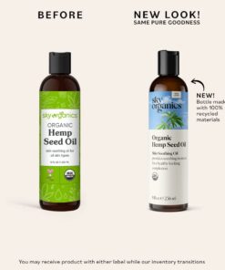 Sky Organics Organic Hemp Seed Oil for Face, 100% Pure & Cold-Pressed USDA Certified Organic to Nourish, Soothe & Strengthen, 8 fl. Oz. 17 51CrEe9usDL