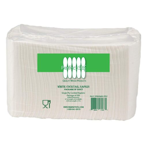 1 Ply White Beverage Napkins (Pack of 500ct) 1/4 Fold- Pack of 500ct