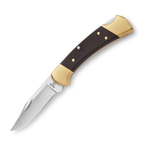 Buck Knives 112 Ranger Lock-back Knife, Brass Bolsters, Ebony Handles, 3" 420HC Blade with Leather Sheath Classic 3.00"