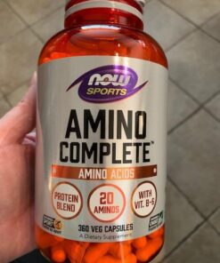 NOW Sports Nutrition, Amino Complete™, Protein Blend With 21 Aminos and B-6, 360 Veg Capsules 360 Count (Pack of 1) 20 51DdOTUJnL
