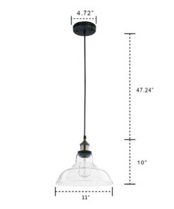 CLAXY Ecopower Industrial Edison Vintage Style 1-Light Pendant Glass Hanging Light Antique Bronze 30 51Df53q6S7L