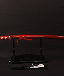 Alternative view of YJ COOL Dark Red Unokubitsukuri Shape Double Hi Japanese Samurai Katana Sword Battle Ready Knife Carbon Steel Blade