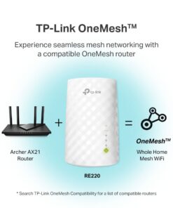 TP-Link WiFi Extender with Ethernet Port, Dual Band 5GHz/2.4GHz , Up to 44% more bandwidth than single band, Covers Up to 1200 Sq.ft and 30 Devices, signal booster amplifier supports OneMesh(RE220) 32 51DwmBbSYgL
