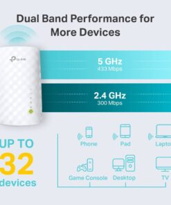 TP-Link WiFi Extender with Ethernet Port, Dual Band 5GHz/2.4GHz , Up to 44% more bandwidth than single band, Covers Up to 1200 Sq.ft and 30 Devices, signal booster amplifier supports OneMesh(RE220) 29 51E3x4PYiUL
