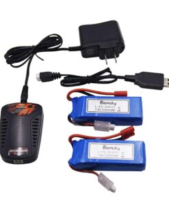 Blomiky 2 Pack 7.4V 2000mAh Lipo Battery Banana Connecdtor Plug and Charger Replacement for DRC-446 and S yma X8C X8W Quadcopter X8C Battery 2 16 51E95CuOhS