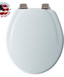 Mayfair 830NISL 000 Toilet Seat, 1 Pack-ROUND, White-Brushed Nickel Hinges 1 Pack - ROUND White - Brushed Nickel Hinges 22 51E9gDRuEZL