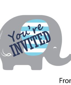Blue Elephant - Shaped Fill-In Invitations - Boy Baby Shower or Birthday Party Invitation Cards with Envelopes - Set of 12 6 51ECFwqcoL