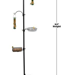 Sorbus Bird Feeding Station - 7ft Tall Metal Pole Bird Feeder Stand with 2 Ground Stake Prongs & 4 Hangers with Bird Bath, Bird Food Mesh Tray for Attracting Wild Birds Outside, Garden Decor, Plants 2-Prong Stake 25 51EUyNDcvsL