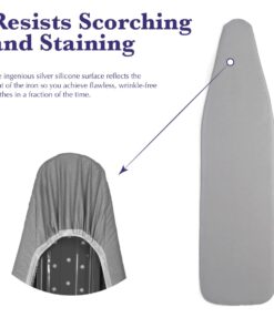 Epica Ironing Board Cover and Pad - Standard Size 15x54 Padded Ironing Board Covers, Heat Reflective Coating, Elastic Edge, Thick Pads, Scorch & Stain Resistant Iron Board Cover with Padding Grey Gray 31 51EbE4fu BL 1