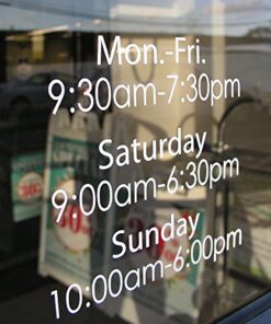 Custom Business Hours Window Decal - 10.5"x13.5" - Vinyl Custom Lettering, Glass Door Sign - Free Squeegee - Easy Install Manual 18 51EhGNxGcL