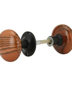 A29 Porcelain Rim Lock Knob Set, Swirl Brown Color, Black Powder Coat Stem Brown Swirl 12 51Ek81rbsYL
