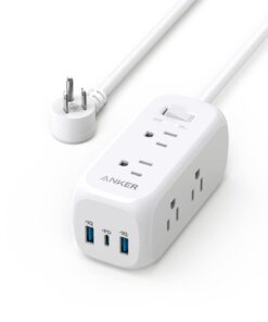 Anker USB C Power Strip Surge Protector(300J), Power Strip, 6 Outlets, 20W Power Delivery, 3-Side Outlet Extender, 5ft Extension Cord, TUV Listed, Ideal for Desk use, Compact for Small Spaces White