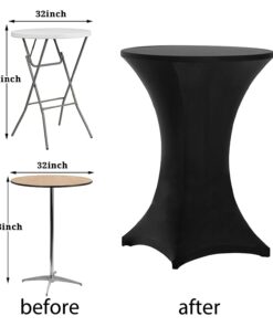 Tina's 32x43 Inch Highboy Spandex Cocktail Table Covers Black, Cocktail Table Spandex Covers, Fitted Stretch Cocktail Table Tablecloth for Round Tables 1 15 51ExjBL72CL