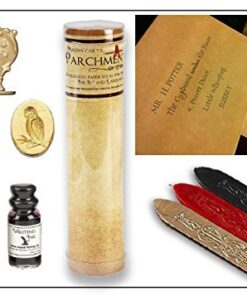 Nostalgic Impressions Harry Potter Quill & Ink Wizard's Writing Bundle with Parchment Paper & Owl Sealing Wax Seal Stamp
