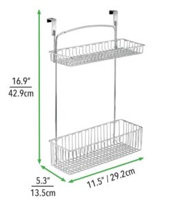 mDesign Steel Over Cabinet Kitchen Storage Organizer Holder or Basket - Hang Over Cabinet Doors in Kitchen, Pantry, Bathroom - Holds Dish Soap, Window Cleaner - Concerto Collection - Chrome Pack of 1 26 51FBQ4aHzYL