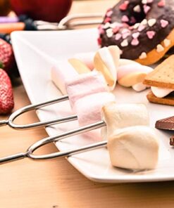 Marshmallow Roasting Sticks kit-Telescoping Stainless Steel Cookware Set Forks for Smores & Best Camping Accessories for Kids Over Campfire & Hot Dog Fire Pit Cooking 32 51FCnvGutQL