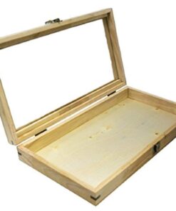 Novel Box Glass Top Natural Wood Metal Clasp Jewelry Display Case 14.75X8.25X2.1 + Custom NB Pouch Large: 14.75X8.25X2.1 9 51FD wghSYL