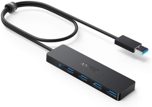 Anker 4-Port USB 3.0 Hub, Ultra-Slim Data USB Hub with 2 ft Extended Cable [Charging Not Supported], for MacBook, Mac Pro, Mac mini, iMac, Surface Pro, XPS, PC, Flash Drive, Mobile HDD USB-A 3.0