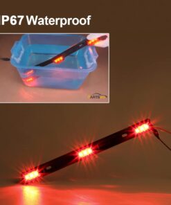 Partsam Red Clearance ID BAR Marker Light 3 Light 9 LED Trailer Sealed Stainless Steel, Sealed 3-Light Truck and Trailer Identification LED Light Bar Red Led Strip w/Black Base 19 51FMAls55uL