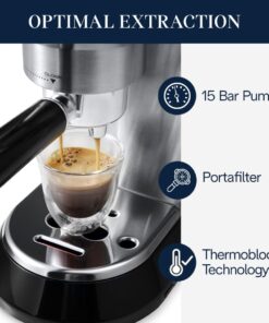 Alternative view of De'Longhi Dedica EC680M, Espresso Machine, Coffee and Cappucino Maker with Milk Frother, Metal / Stainless, Compact Design 6 in Wide, Fit Mug Up to 5 in