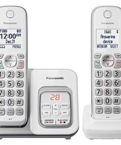 Panasonic DECT 6.0 Expandable Cordless Phone with Answering Machine and Smart Call Block - 2 Cordless Handsets - KX-TGD532W (White/Silver) White/Silver 2 Handsets Talking Caller ID + Answering Machine 24 51FYXh0cmUL