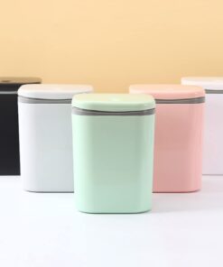 Hommp 0.5 Gallon Tiny Countertop Trash Can, Mini Desktop Garbage Can with Push-Button, White 13 51FdPsi3trL