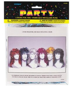 Alternative view of Punk Foil Wigs Assorted Colors - 1 Pack - Vibrant & Eye-Catching Party Packs, Unisex Design - Lightweight & Comfortable - Ideal For Themed Parties & Events - Color May Vary