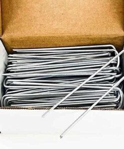 6 Inch Galvanized Landscape Staples Made in USA - 100 Metal Garden Stakes for Gardening - 11 Gauge Anti-Rust Heavy-Duty Ground Sod Pins Yard Stakes for Weed Barrier Fabric Irrigation Tubing Hose 42 51Fo3YfWEjL