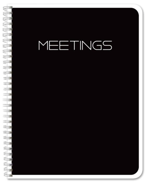 BookFactory Meeting Notebook/Meeting Book for Work- Black 120 Pages (Ruled Format), 8.5in x 11in, Wire-O Bound (MTG-120-7CW-A-(Meetings-K)-MX) 8.5" x 11"