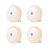 myCozyLite Plug-in Night Light, Low Light LED Nightlight with Light Sensor, Warm White, Energy Efficient, Round, Soft Glow, 4 Pack, for Indoor Use