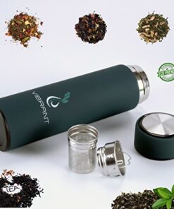 Vibrant All in ONE Travel Mug - Tea Infuser Bottle - Insulated HOT Coffee Thermos - Cold Fruit Infused Water Flask - Food Grade Leak Proof Tumbler Double Wall Stainless Steel 16.9 oz Blue 24 51G3 9TnUL