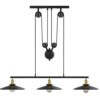 WINSOON 3 Light Industrial Pendant Light, Pulley Pool Table Light Fixture Billiard Light, Retro Steampunk Hanging Lamp, Adjustable Vintage Kitchen Island 3-Head Lights, Matte Black Painted 3 Pack 66 51GAE9FXz L