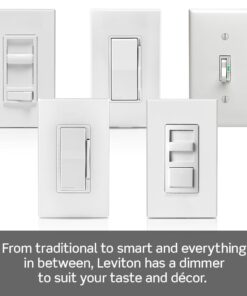 Leviton SureSlide Dimmer Switch for Dimmable LED, Halogen and Incandescent Bulbs, 6672-1LT, Light Almond 19 51GChe7 QL
