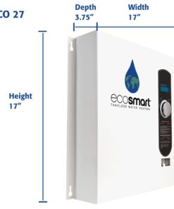 EcoSmart ECO 27 Tankless Water Heater, Electric, 27-kW - Quantity 1, 17 x 17 x 3.5 33 51GY96tntYS