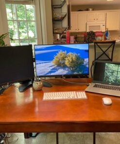 WALI Free Standing Dual LCD Monitor Fully Adjustable Desk Mount Fits 2 Screens up to 27 inch, 22 lbs. Weight Capacity per Arm, with Grommet Base (MF002), Black 44 51Gb3ibOJFL