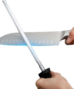 12 Inch Professional Carbon Steel Knife Sharpener, Honing Stick, Chef Knife Sharpening Rod, For Restore Blade Quickly (Black) Black 5 51GhONteWOL