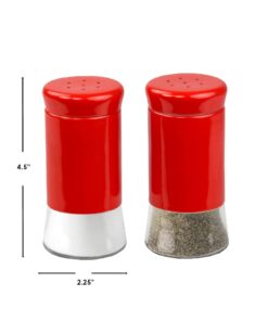 Retro-Styled Stainless Steel Salt and Pepper Shakers (Red), By Home Basics | 2 Piece Shakers for Salt, Pepper, Cumin, Cinnamon, Paprika, and More | With See-Through Glass Bases Red 1 of Each 24 51GlktvPMrL