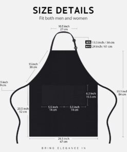 Alternative view of Syntus 2 Pack Adjustable Bib Apron Waterdrop Resistant with 2 Pockets Cooking Kitchen Aprons for Women Men Chef, Black Polyester