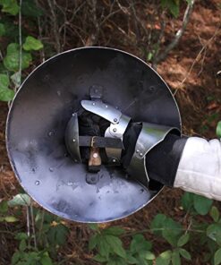 AnNafi® Viking Shield Knight Battle Ready | Knights Adult Buckler Shields | Real Medieval Armor Combat Death Iron Archer Shields | LARP Re-Enactment Mount Riveting 14 Gaug Steel with Wooden Handle 10 51H1Tr2yhQL